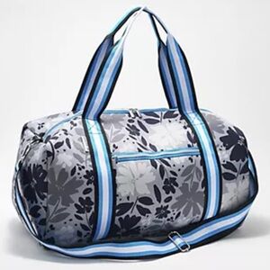 AHDORNED Printed Neoprene Duffel Bag w/ Trolley Sleeve ~ Gray Ground Floral